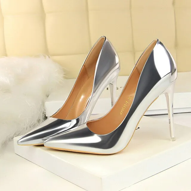 2021 Women High Heels Fetish 10.5cm Wedding Shoes Lady Pumps Pointed Toe Nude Brown Valentine Heels Scarpins Stiletto Size 34-43