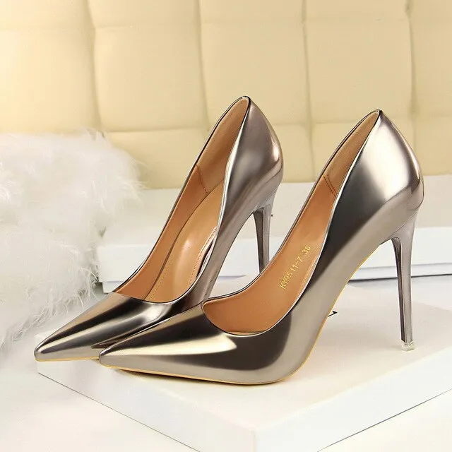 2021 Women High Heels Fetish 10.5cm Wedding Shoes Lady Pumps Pointed Toe Nude Brown Valentine Heels Scarpins Stiletto Size 34-43