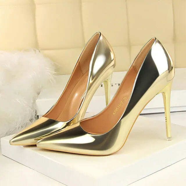 2021 Women High Heels Fetish 10.5cm Wedding Shoes Lady Pumps Pointed Toe Nude Brown Valentine Heels Scarpins Stiletto Size 34-43