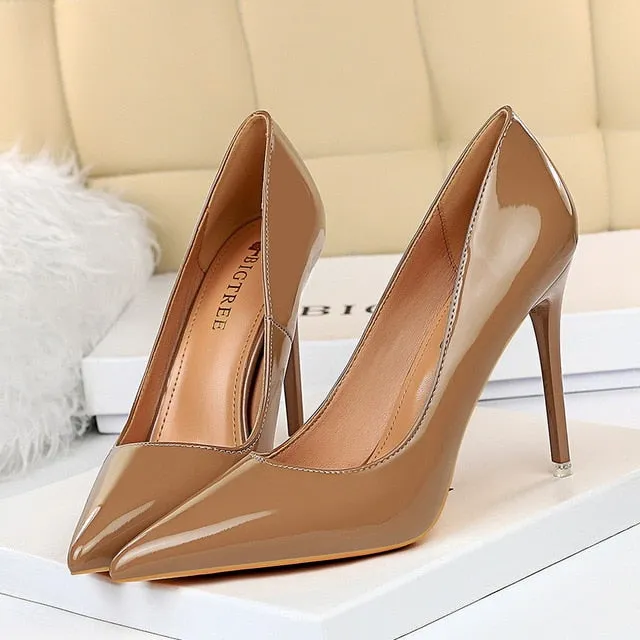 2021 Women High Heels Fetish 10.5cm Wedding Shoes Lady Pumps Pointed Toe Nude Brown Valentine Heels Scarpins Stiletto Size 34-43