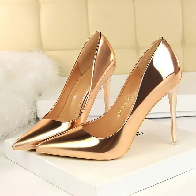 2021 Women High Heels Fetish 10.5cm Wedding Shoes Lady Pumps Pointed Toe Nude Brown Valentine Heels Scarpins Stiletto Size 34-43