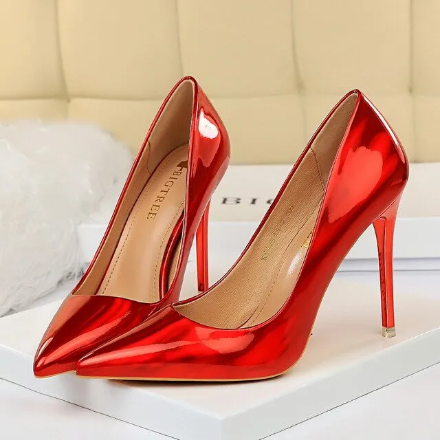 2021 Women High Heels Fetish 10.5cm Wedding Shoes Lady Pumps Pointed Toe Nude Brown Valentine Heels Scarpins Stiletto Size 34-43