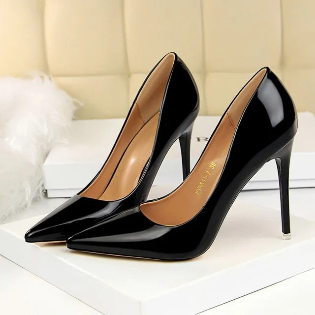 2021 Women High Heels Fetish 10.5cm Wedding Shoes Lady Pumps Pointed Toe Nude Brown Valentine Heels Scarpins Stiletto Size 34-43