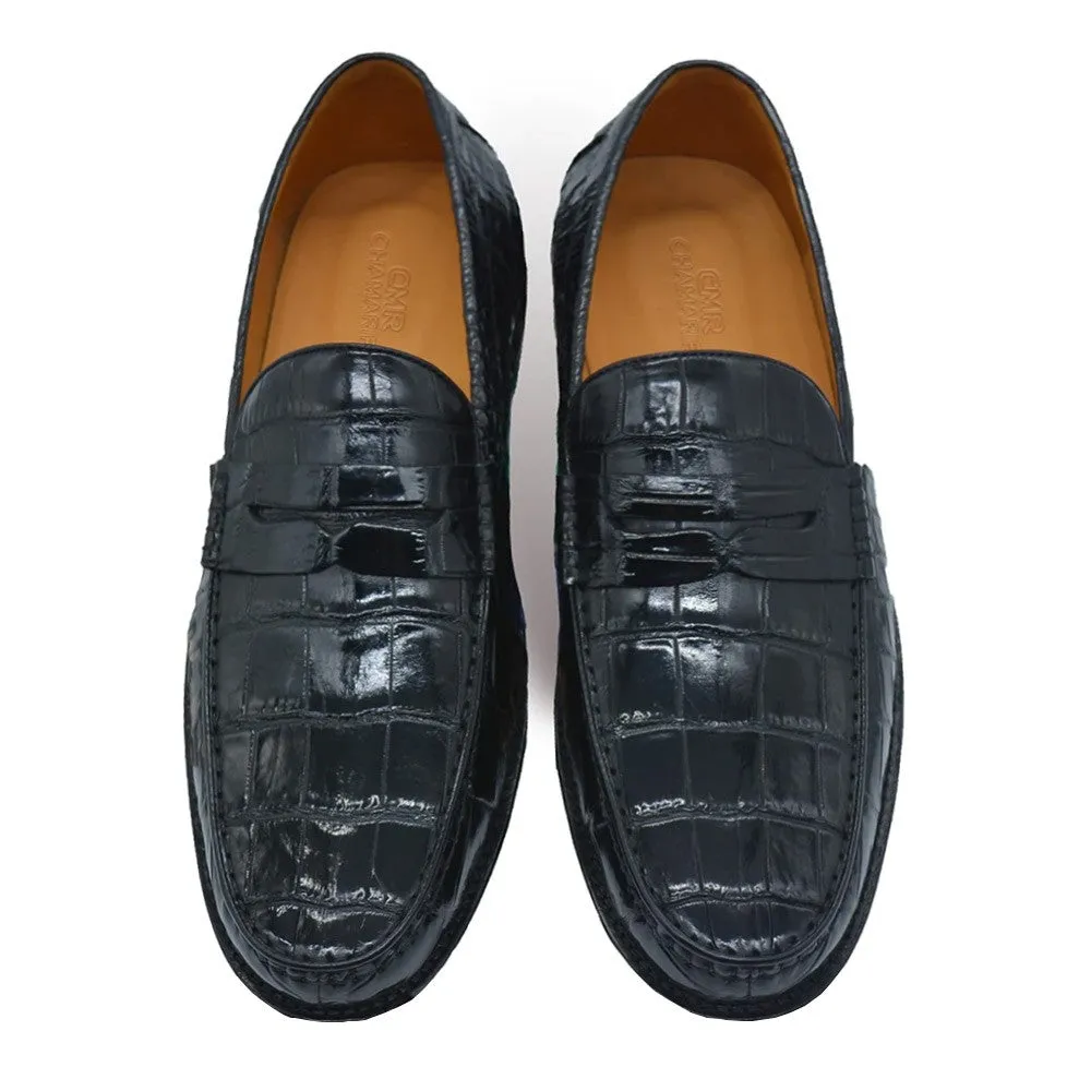 6 CM/2.36 Inches CMR CHAMARIPA Men’s Height Increasing Black Alligator Loafers – Handcrafted Luxury