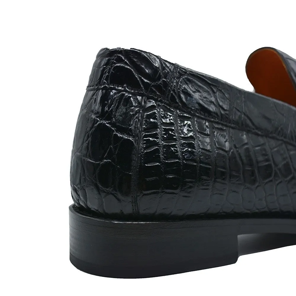 6 CM/2.36 Inches CMR CHAMARIPA Men’s Height Increasing Black Alligator Loafers – Handcrafted Luxury
