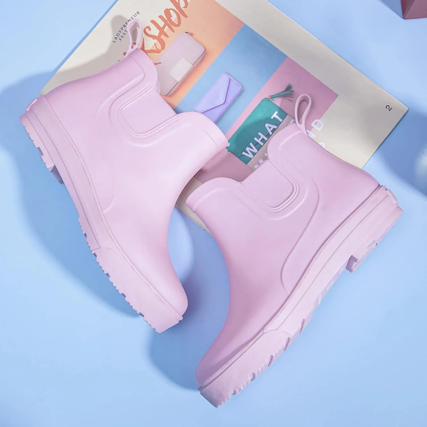 Ankle Boots for Women Waterproof Rain Boots for Women Non Slip With Cotton Inside Rain Boots Outdoor Rubber Shoes
