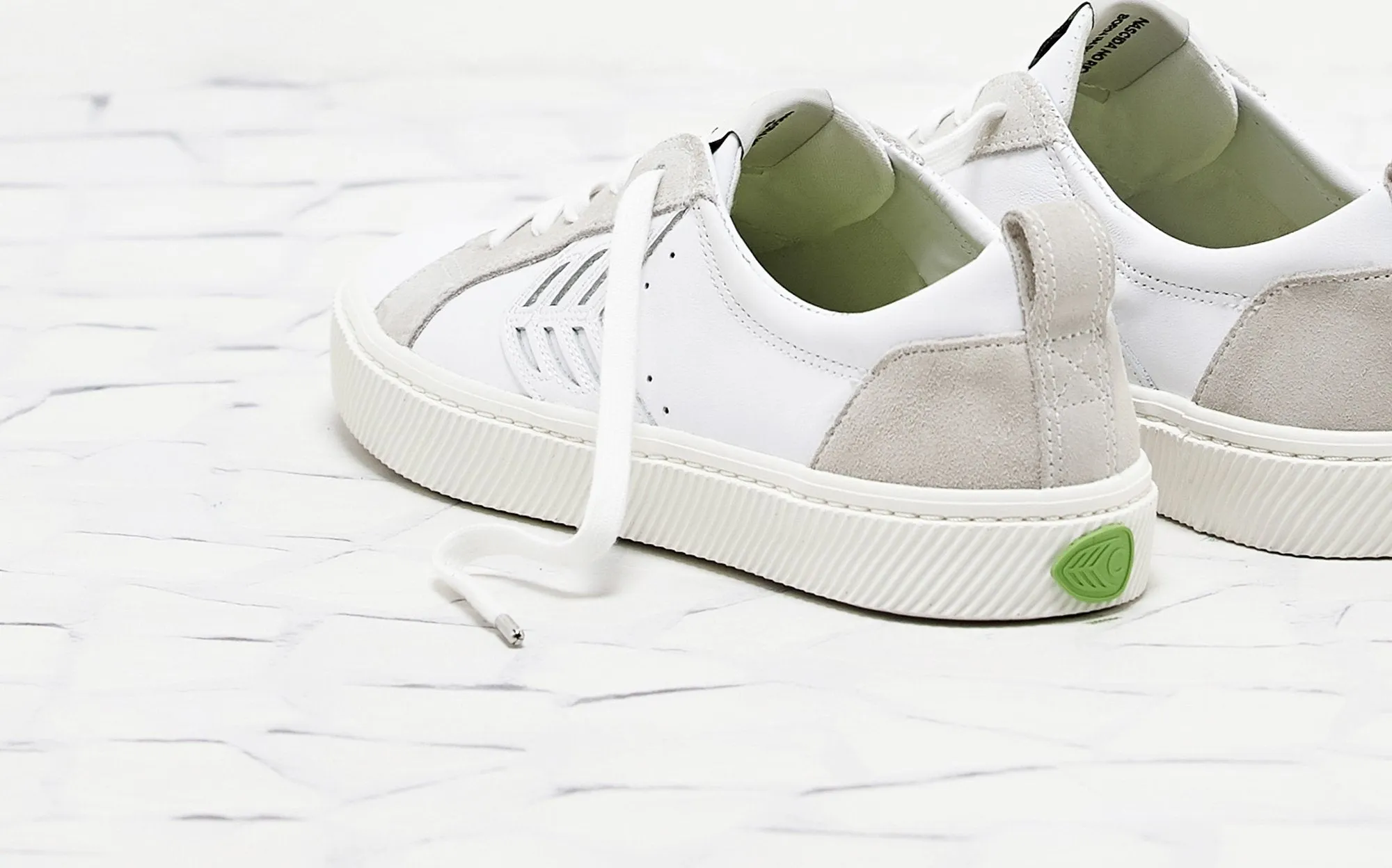 CATIBA Low Off White Leather Ice Suede Accents Sneaker Men