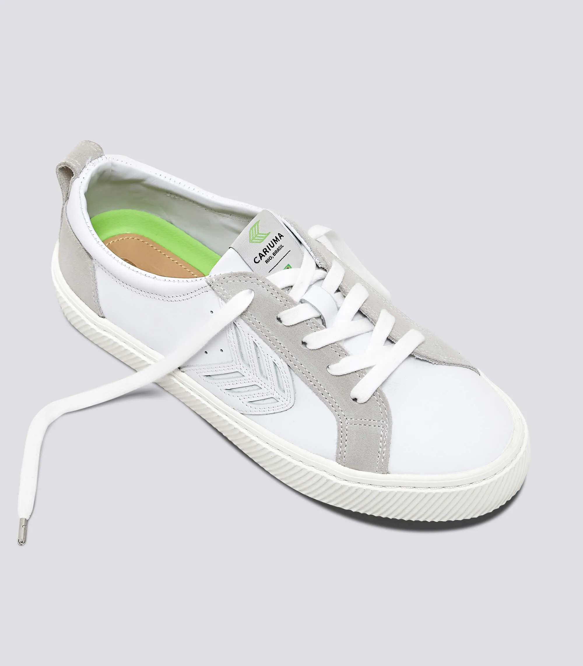 CATIBA Low Off White Leather Ice Suede Accents Sneaker Men