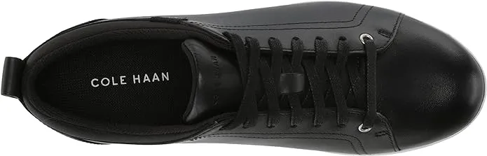Cole Haan Carly Black Leather/Suede Lace Up Rounded Toe Low Top Flat Sneakers