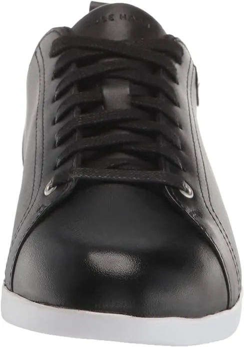 Cole Haan Carly Black Leather/Suede Lace Up Rounded Toe Low Top Flat Sneakers