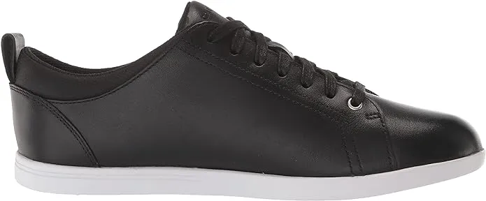 Cole Haan Carly Black Leather/Suede Lace Up Rounded Toe Low Top Flat Sneakers
