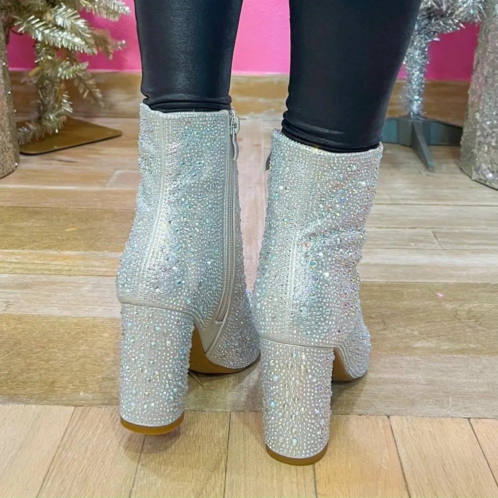Etta Booties - Silver Rhinestone