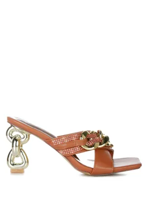 Evelane Rhinestone Chain Metallic Sandals