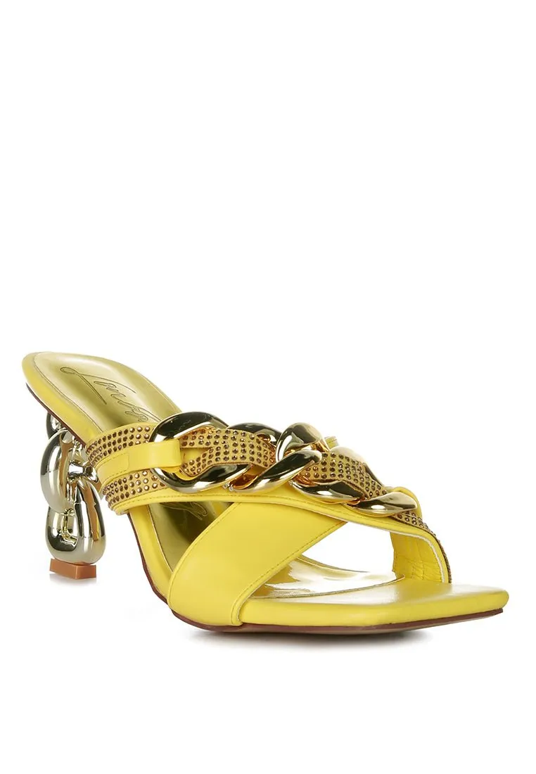 Evelane Rhinestone Chain Metallic Sandals