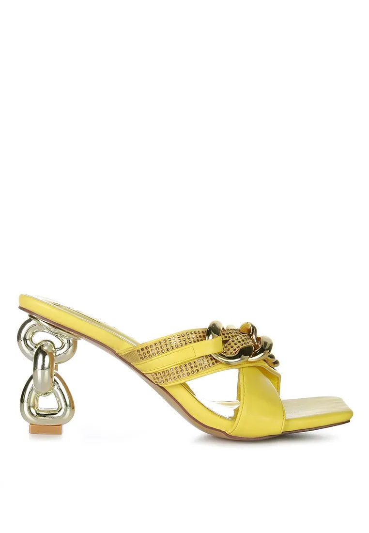 Evelane Rhinestone Chain Metallic Sandals