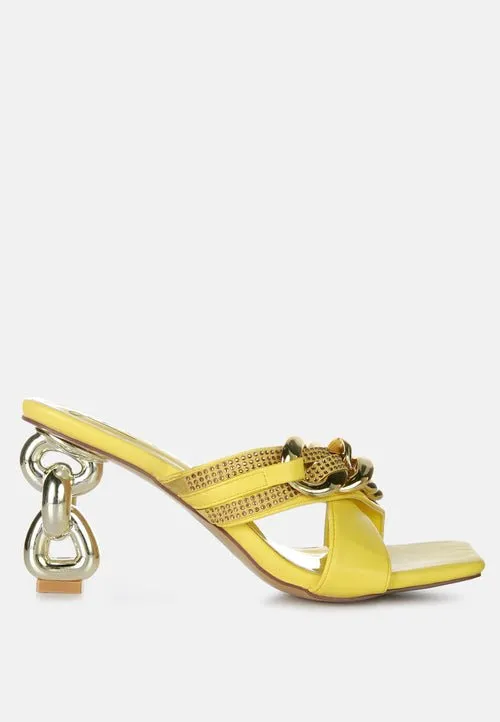 Evelane Rhinestone Chain Metallic Sandals