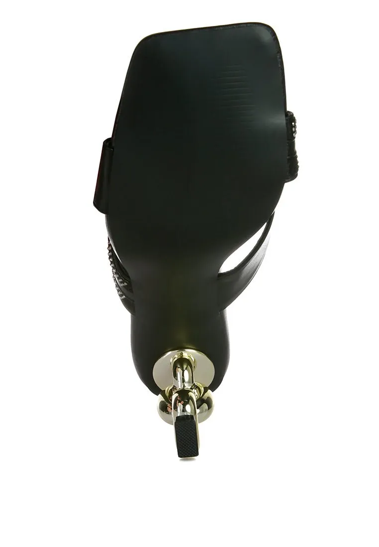 Evelane Rhinestone Chain Metallic Sandals