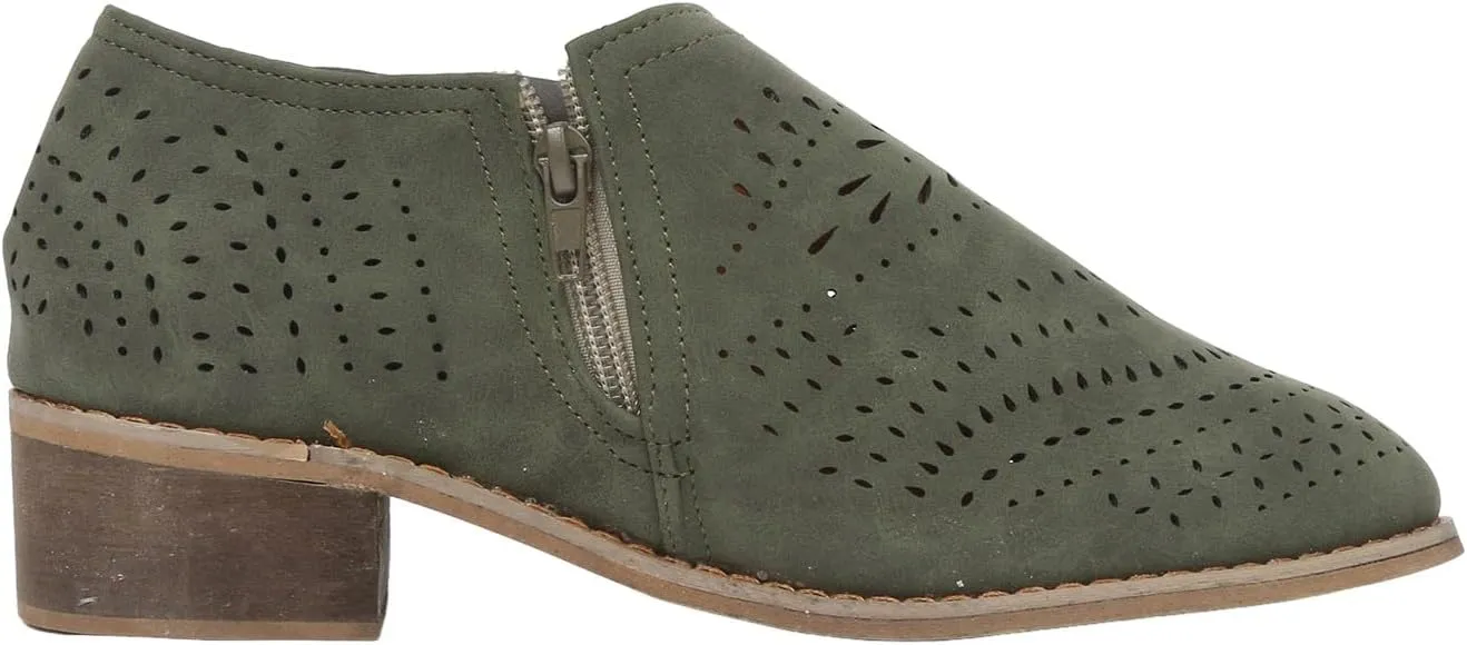 Fall Boots Womens Suede Ankle Boots Low Chunky Stacked Heel Comfy Almond Toe Casual Side V-Cut Slip On Short Boots