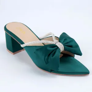 Formal Satin Bow Rhinestone Decor Block Heels $10386 #22