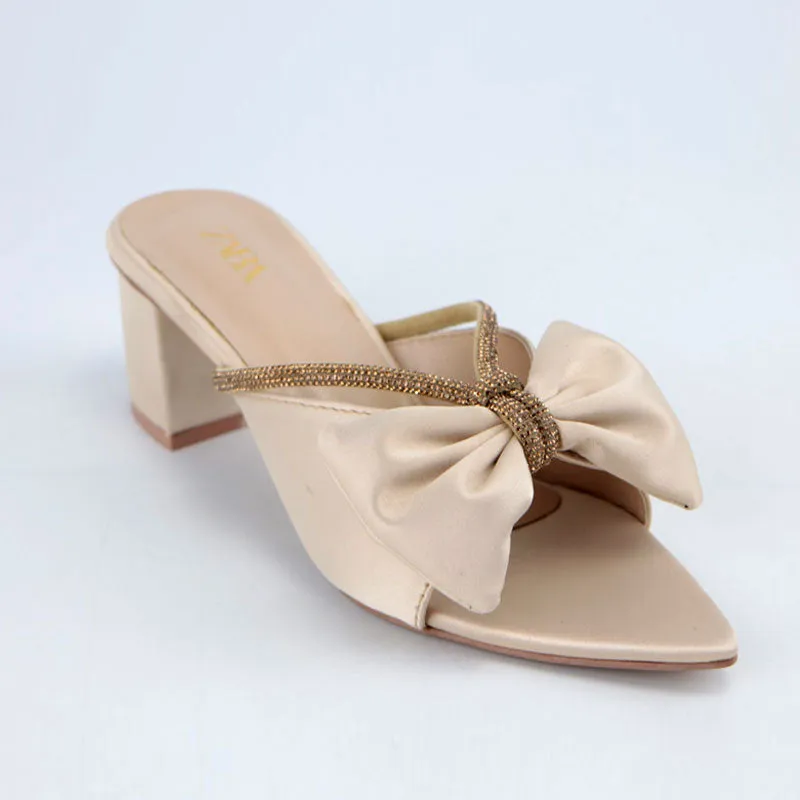 Formal Satin Bow Rhinestone Decor Block Heels $10386 #22
