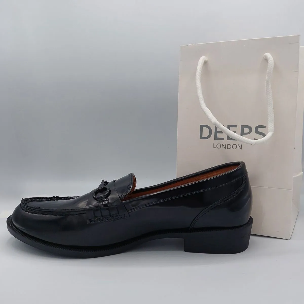 FREEDS BLACK PATENT CLASSIC SLIP ON LOAFER WITH T BAR