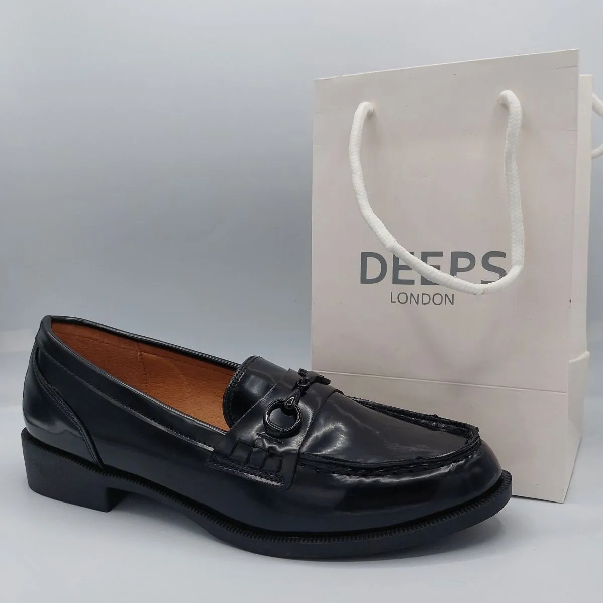 FREEDS BLACK PATENT CLASSIC SLIP ON LOAFER WITH T BAR