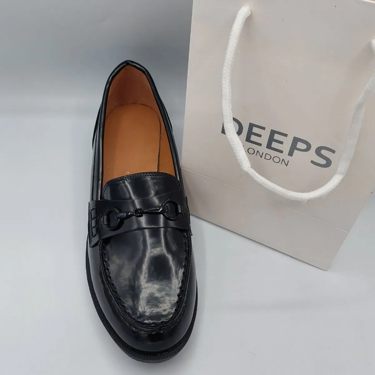 FREEDS BLACK PATENT CLASSIC SLIP ON LOAFER WITH T BAR