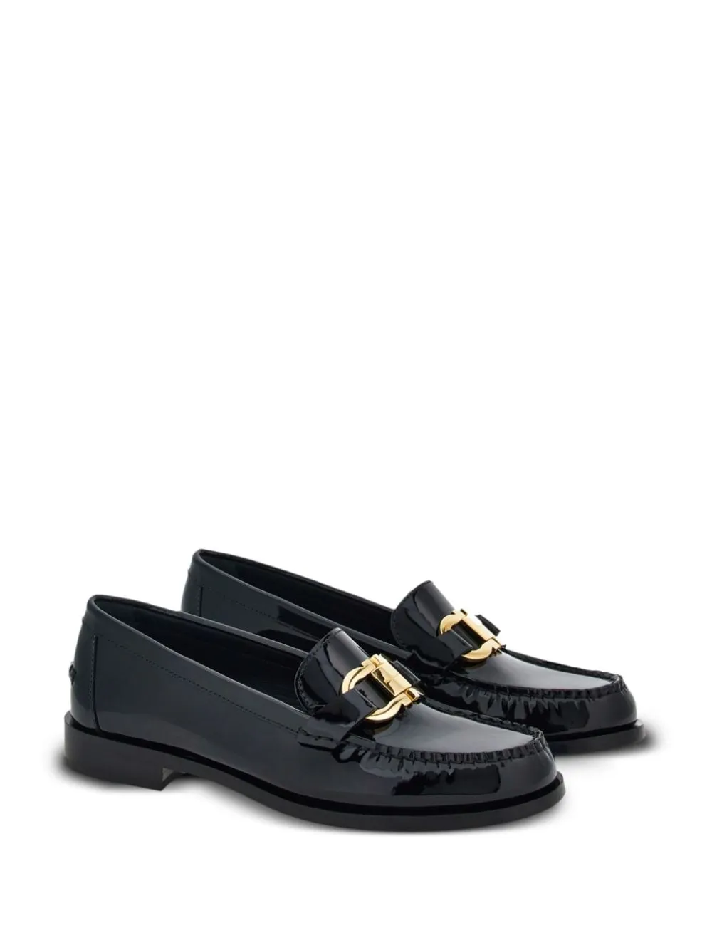 Gancini-buckle leather loafers<BR/><BR/>
