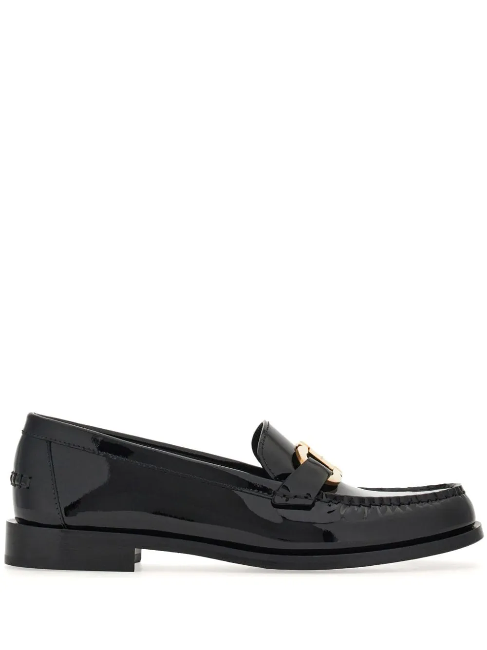 Gancini-buckle leather loafers<BR/><BR/>