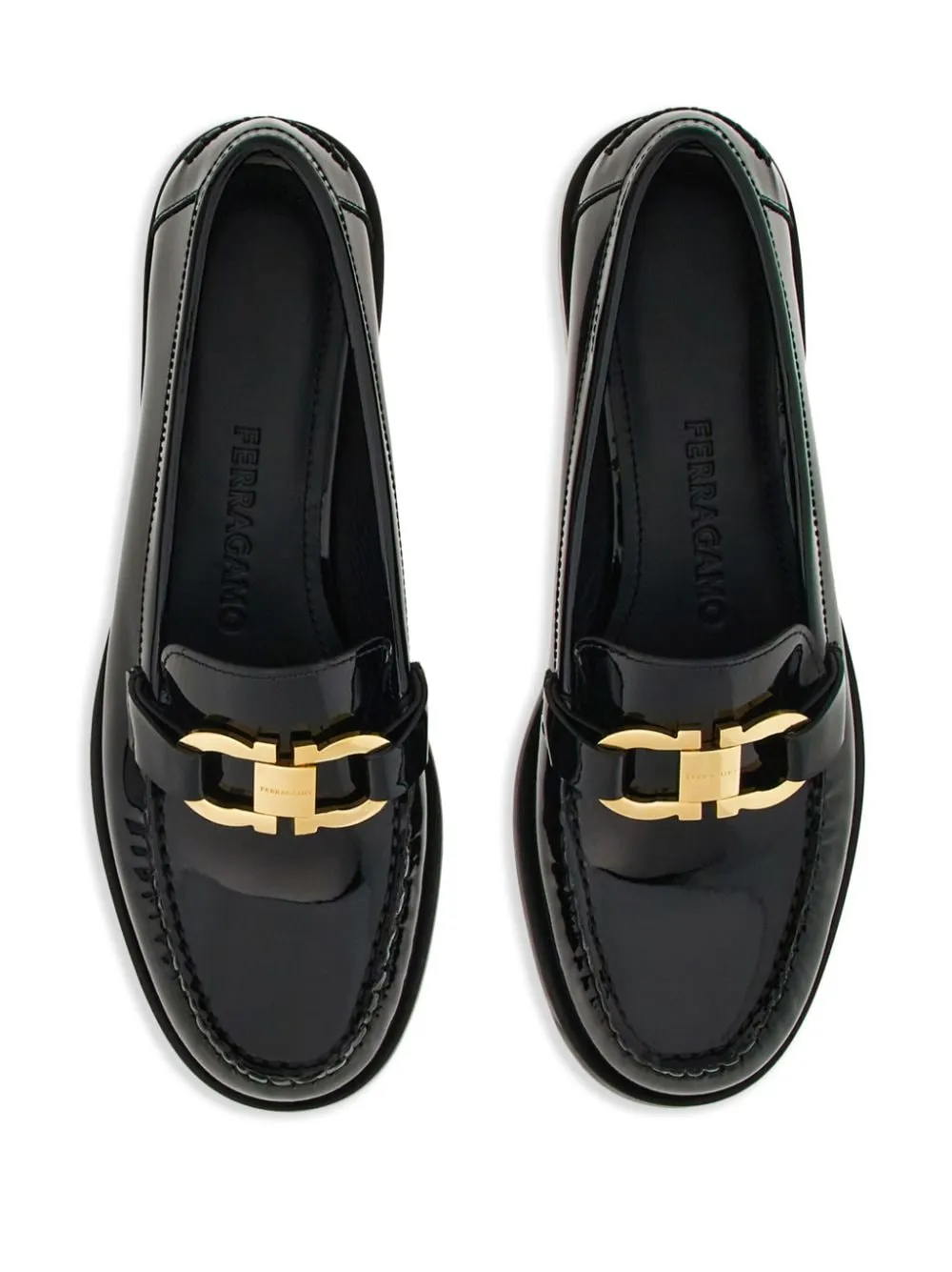 Gancini-buckle leather loafers<BR/><BR/>