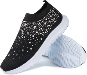 Lausiuoe Sneakers For Women Walking Shoes Comfortable Sock Sneakers Mesh Slip On Air Cushion Platform Loafers