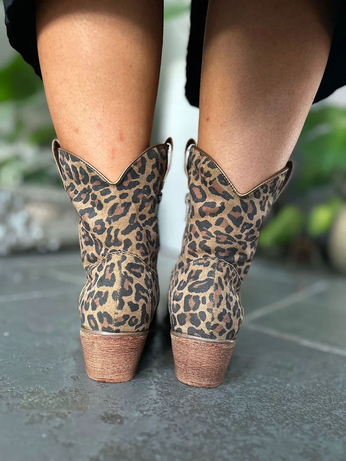 Leopard Faux Suede Western Boots