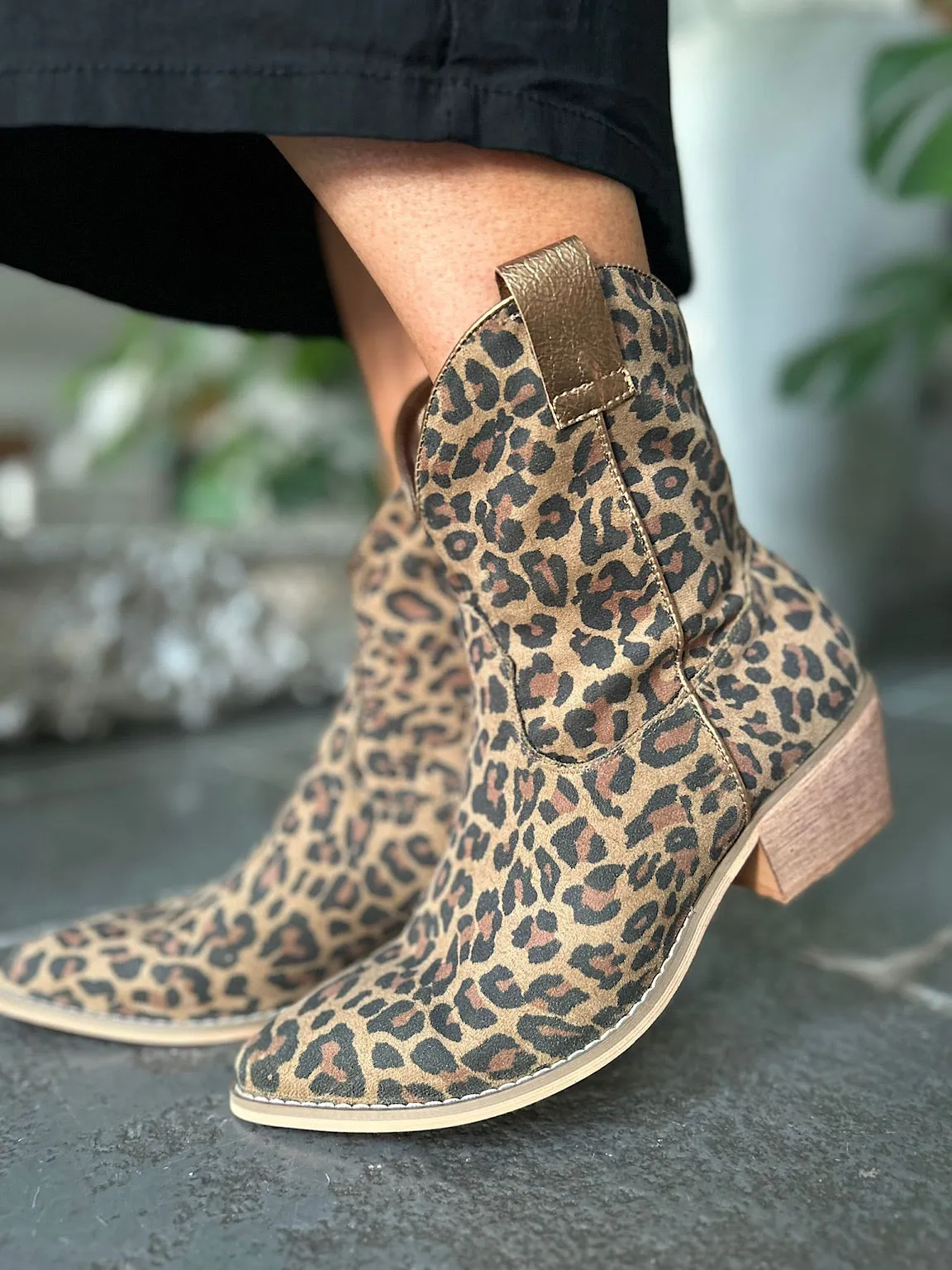 Leopard Faux Suede Western Boots