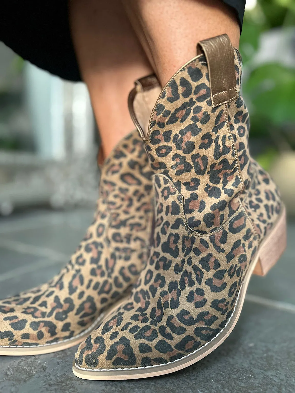 Leopard Faux Suede Western Boots