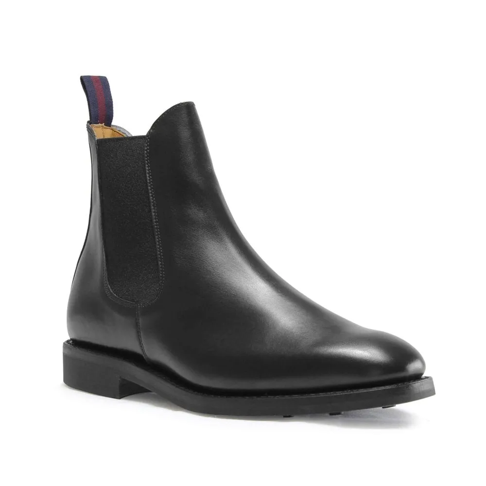 LIAM  Mens Black Calf Chelsea Boot with Rubber sole by SANDERS