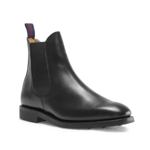 LIAM  Mens Black Calf Chelsea Boot with Rubber sole by SANDERS