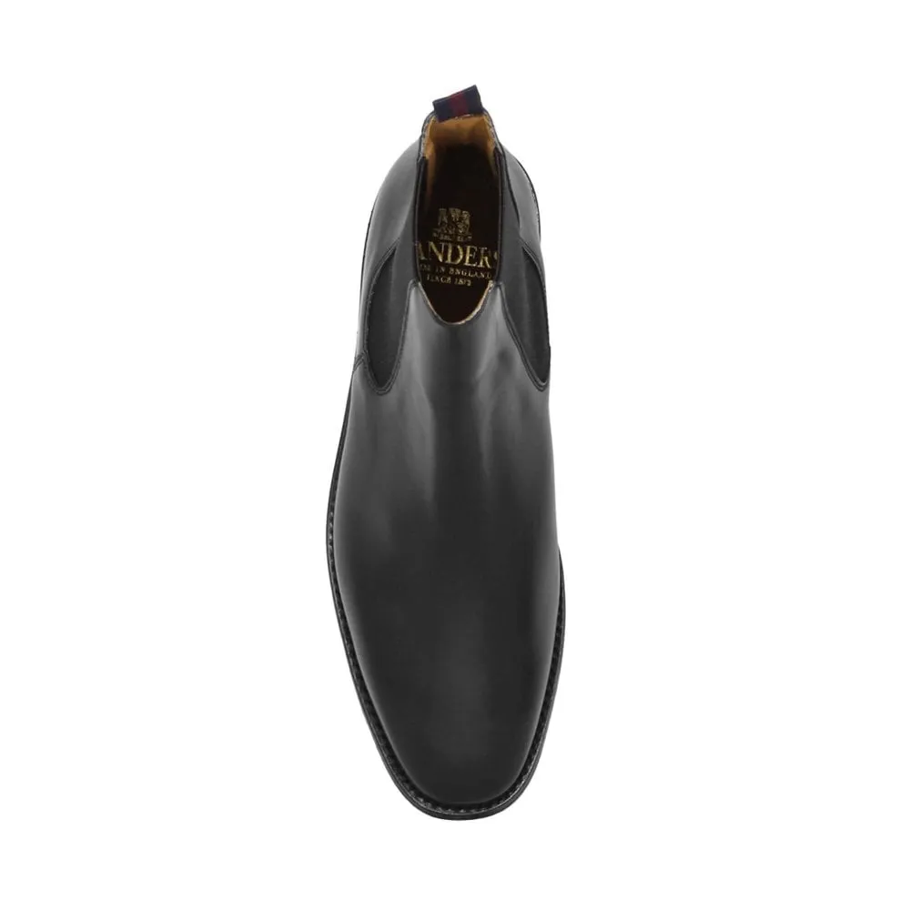 LIAM  Mens Black Calf Chelsea Boot with Rubber sole by SANDERS
