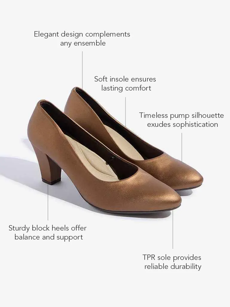 LUNA BLU Brown Block Pump Shoes