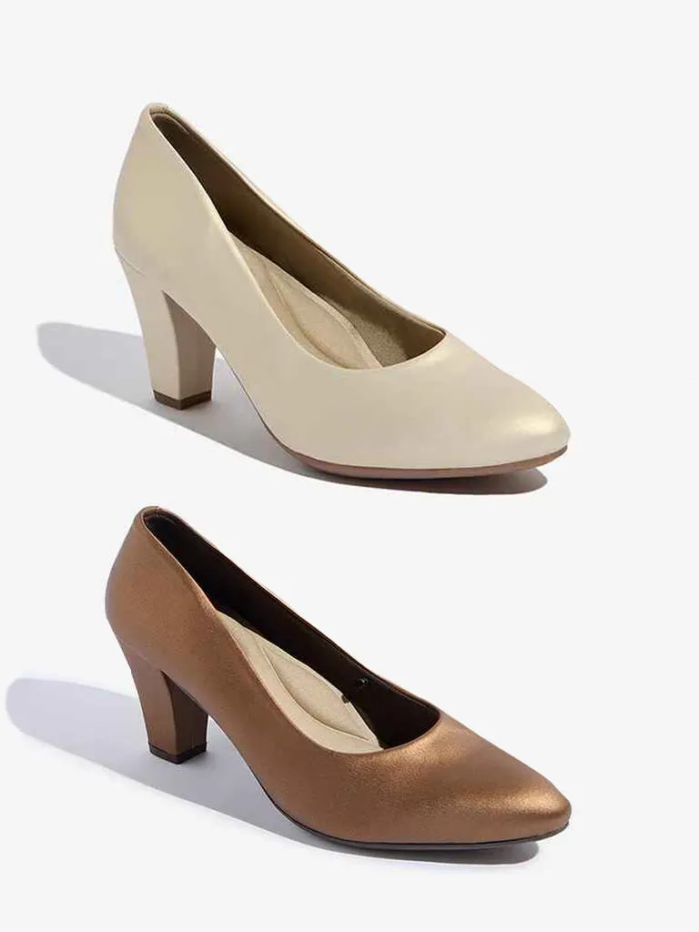 LUNA BLU Brown Block Pump Shoes