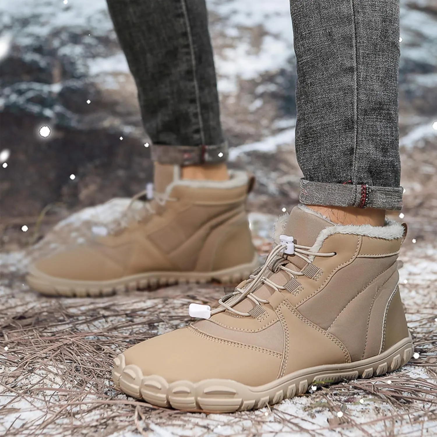 Men Work Boots Steel Toe Hiking Sneakers Warm Fur Lined Working Shoes for Women Business Casual Slip On Platform Shoes Lightweight Comfortable Hike Grounded Footwear