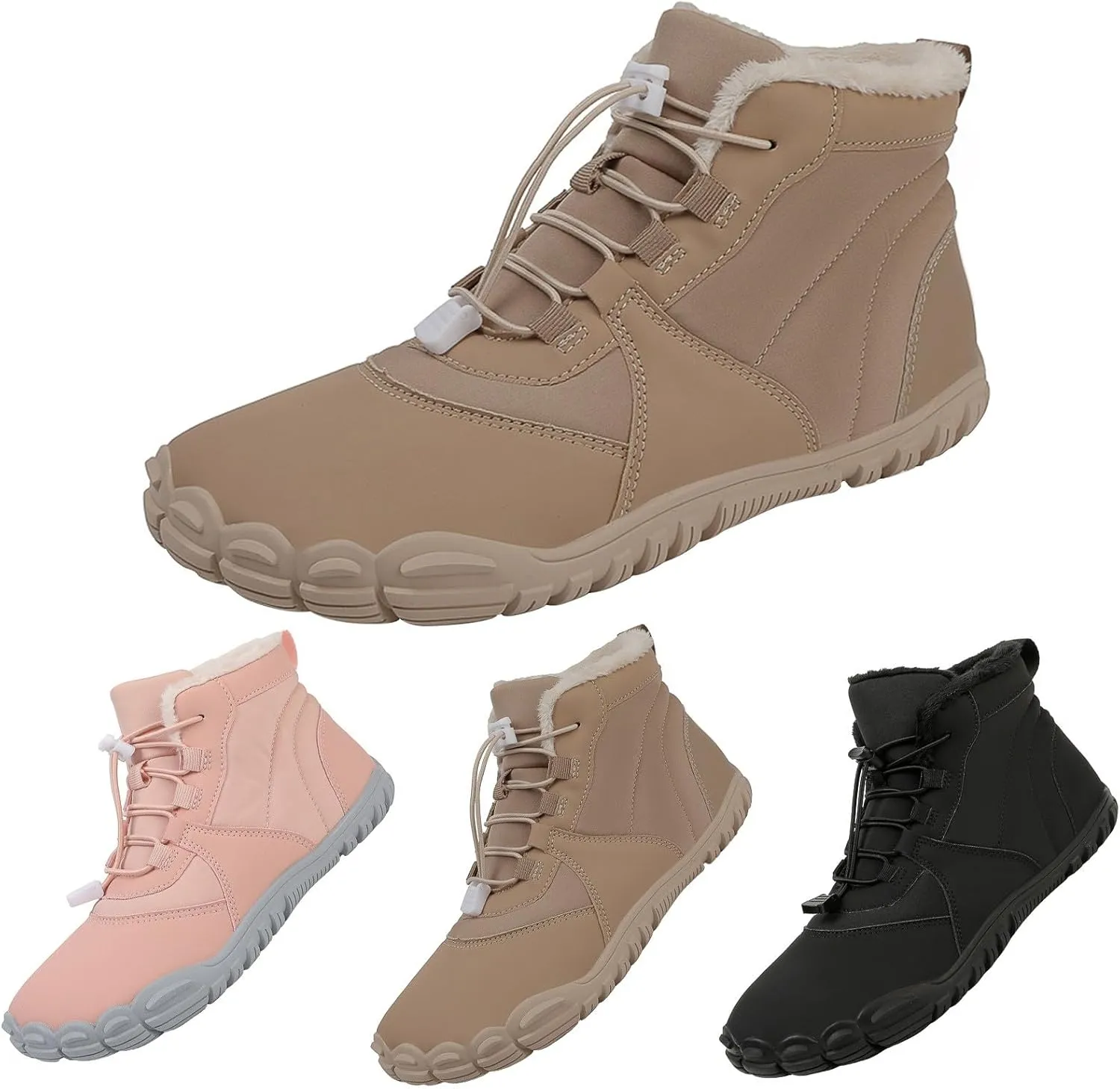 Men Work Boots Steel Toe Hiking Sneakers Warm Fur Lined Working Shoes for Women Business Casual Slip On Platform Shoes Lightweight Comfortable Hike Grounded Footwear