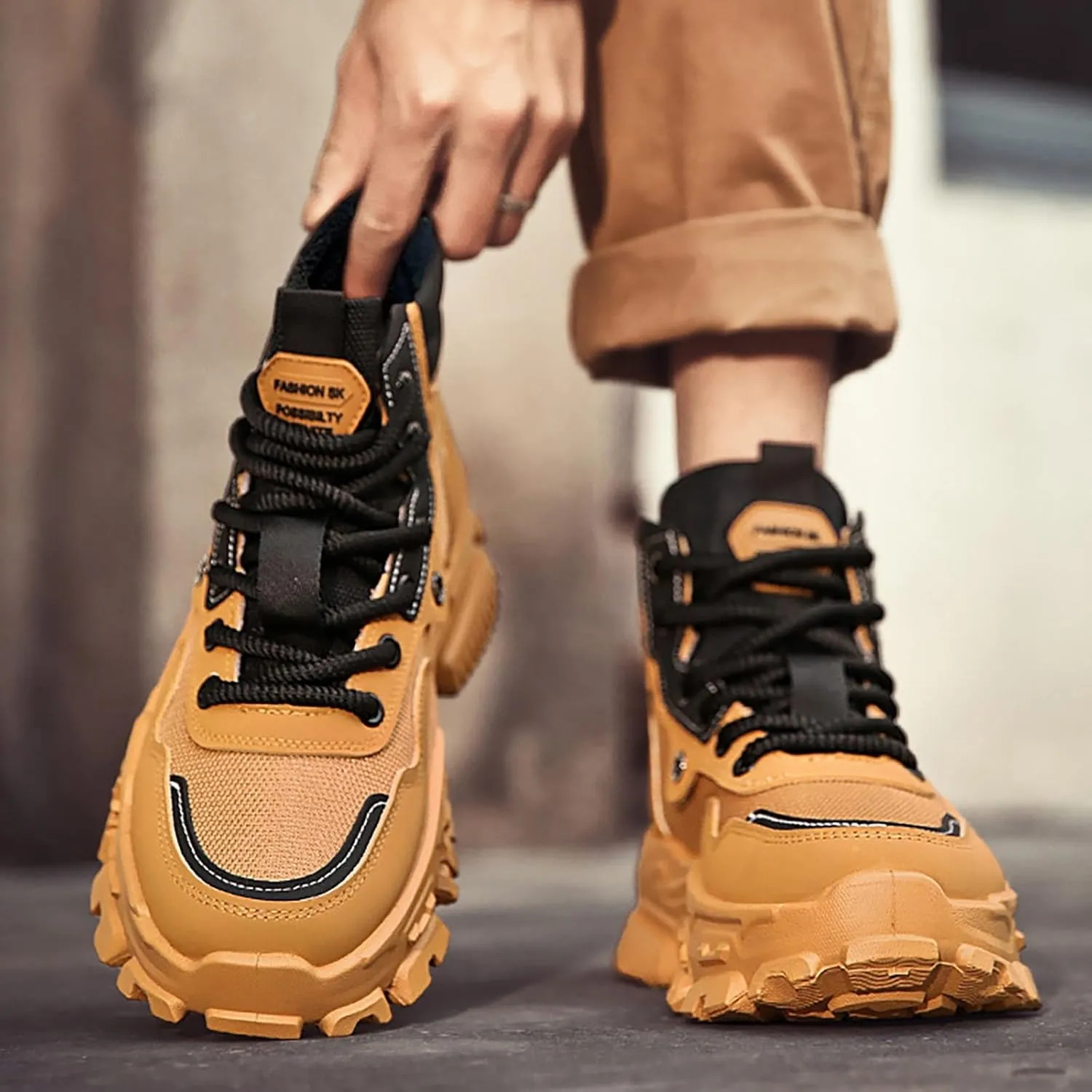 Men's Work Boots Steel Toe Hiking Sneakers Ankle Ladies Women's Workout Shoes Winter Platform Shoes Slip Resistant Safety Hike Grounded Footwear