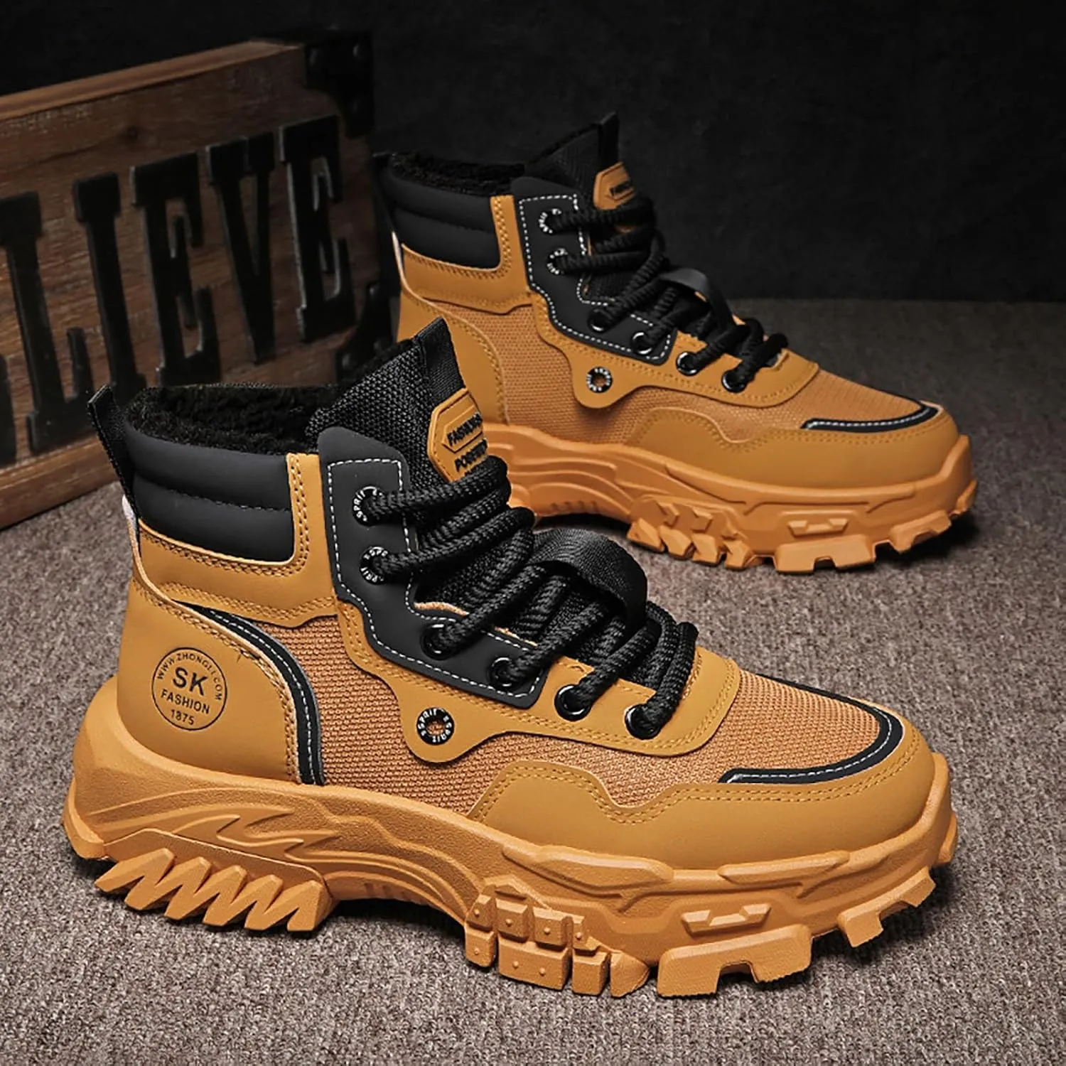 Men's Work Boots Steel Toe Hiking Sneakers Ankle Ladies Women's Workout Shoes Winter Platform Shoes Slip Resistant Safety Hike Grounded Footwear
