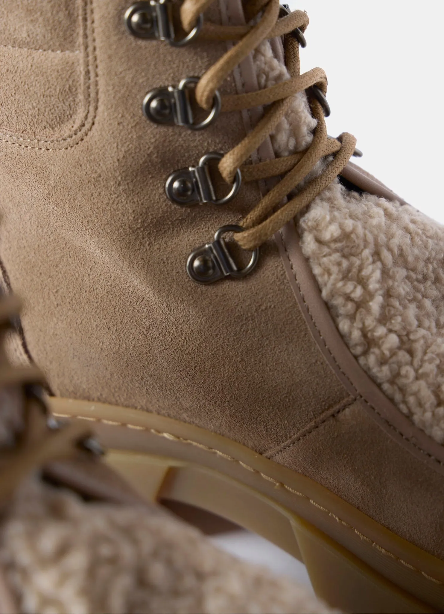 Neutral Borg Suede Hiking Boots
