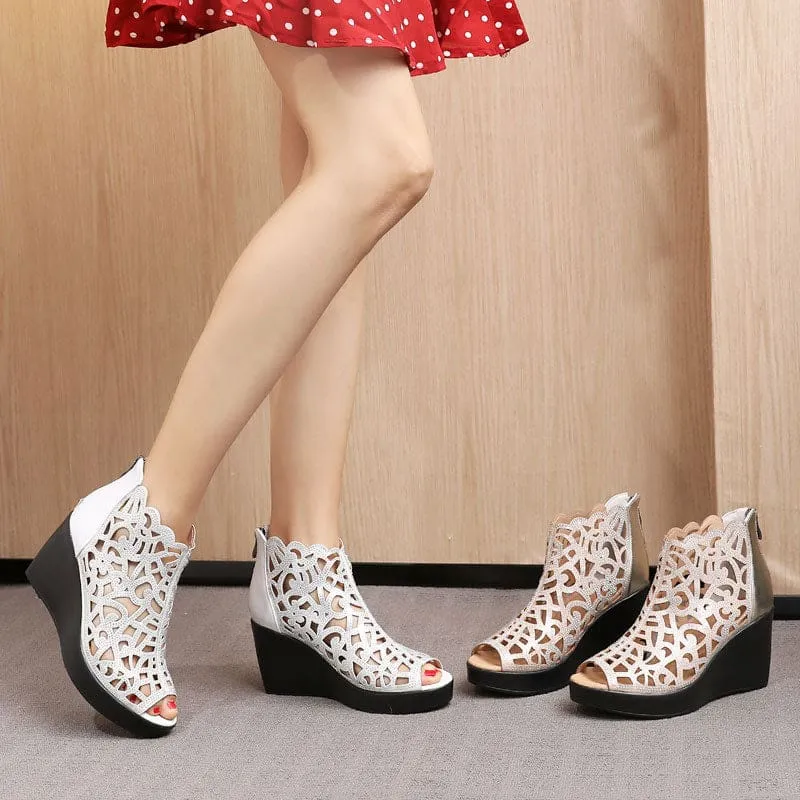 New Elegant Summer Fish Mouth Hollow Rhinestone Women High Heels