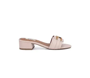 Nude Embellished Block Heels