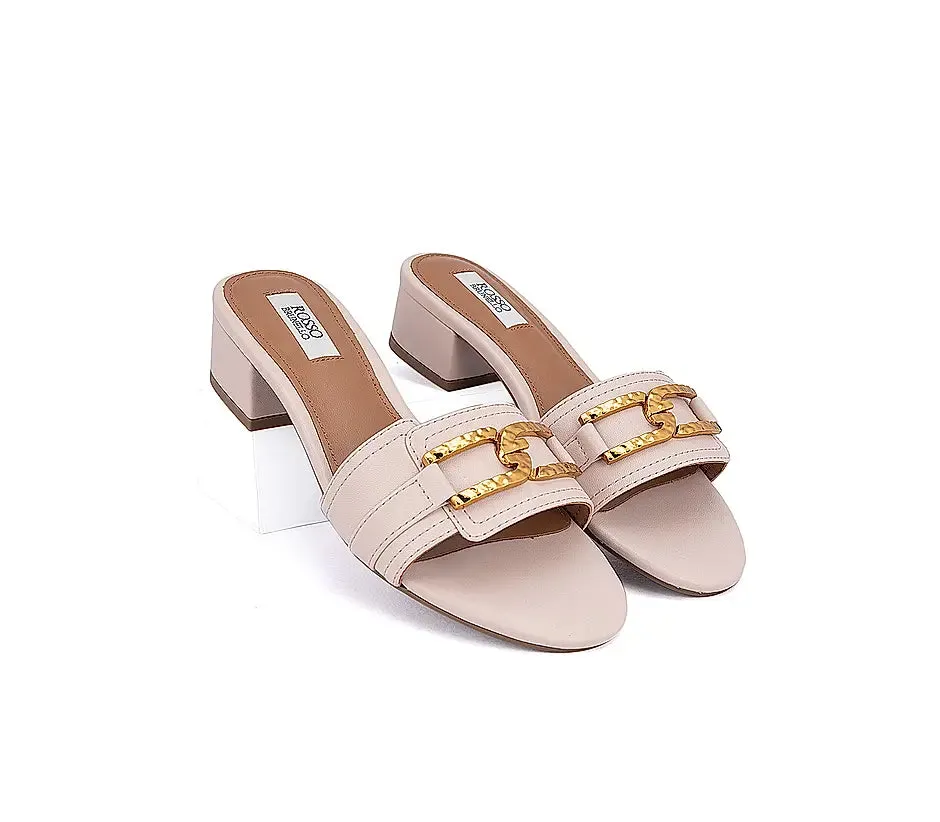 Nude Embellished Block Heels