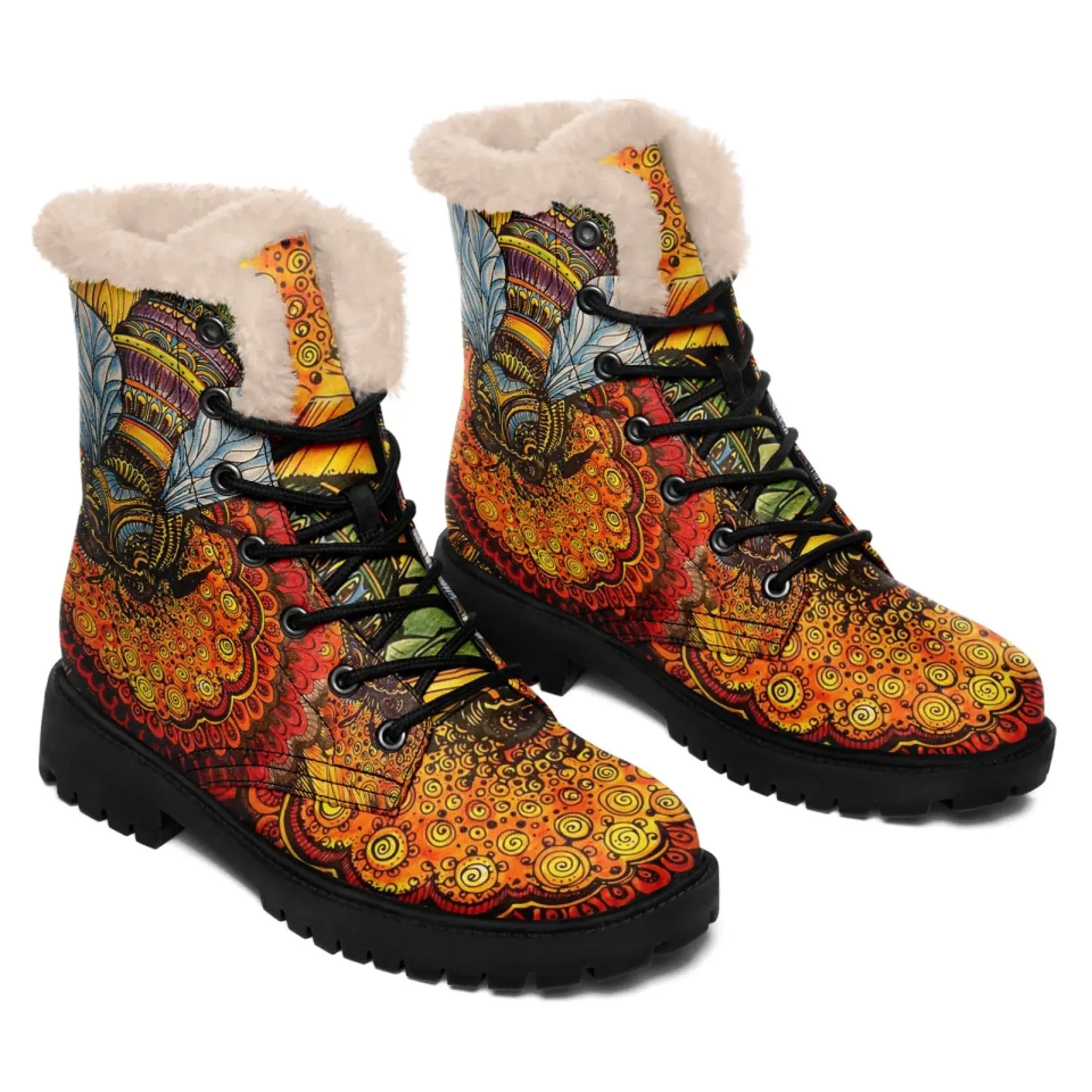 Personalized Yoga Theme Boots, Custom Harmony Boots,Serenity Yoga Winter Boots