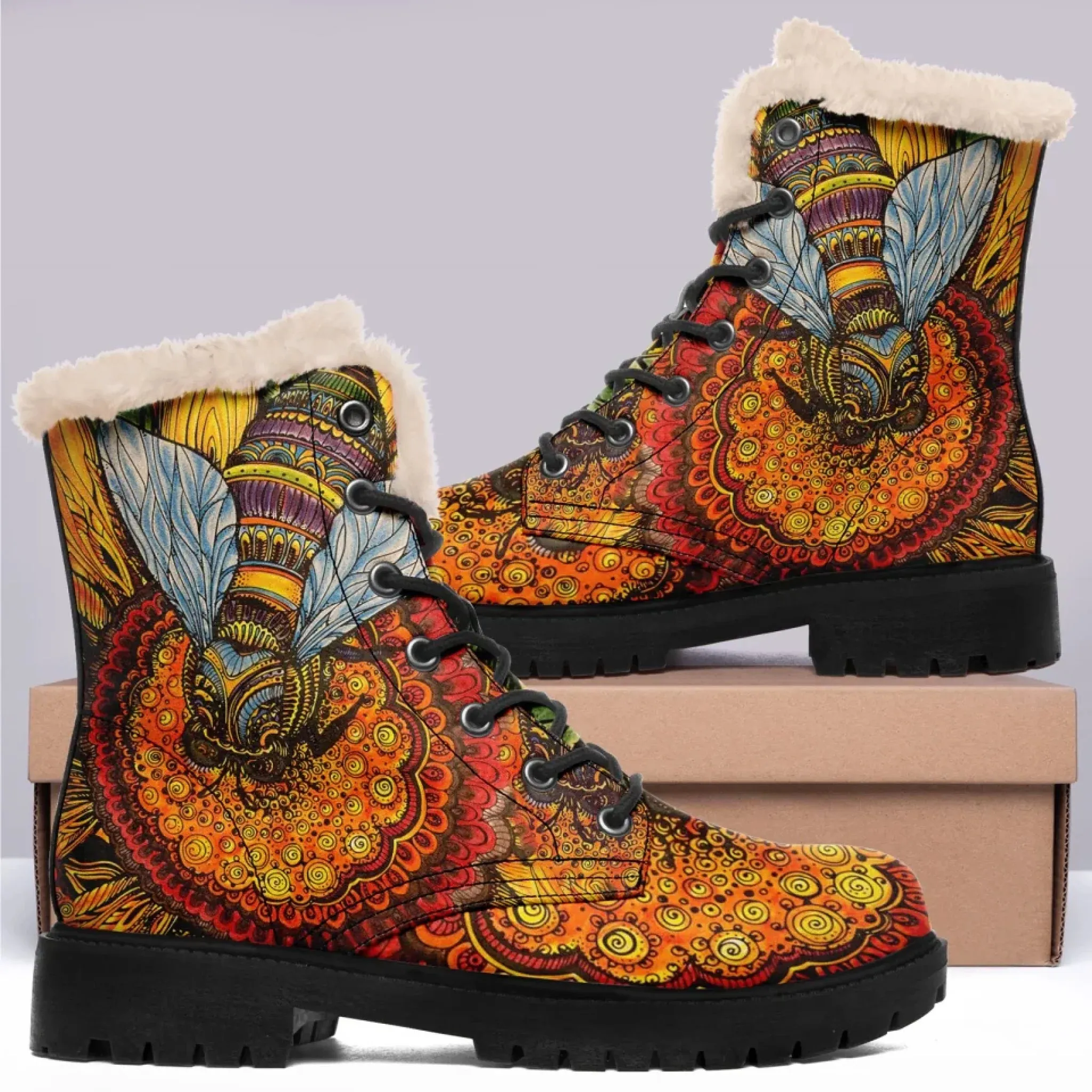 Personalized Yoga Theme Boots, Custom Harmony Boots,Serenity Yoga Winter Boots