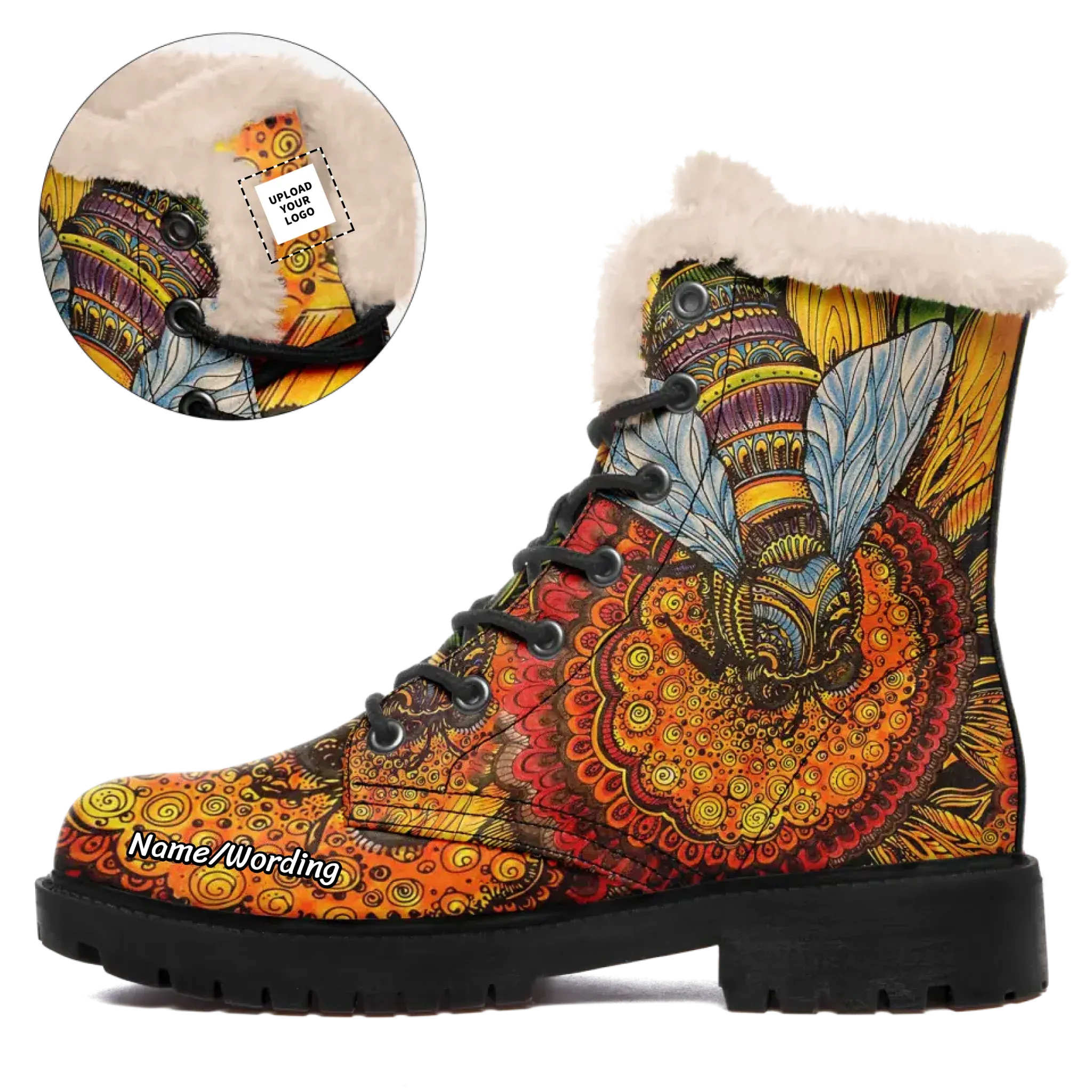 Personalized Yoga Theme Boots, Custom Harmony Boots,Serenity Yoga Winter Boots